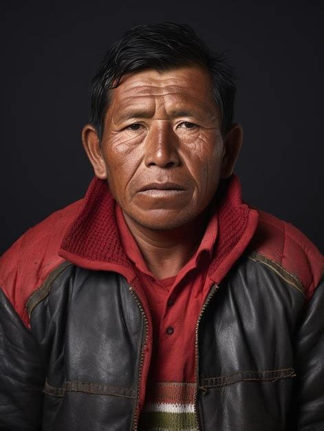 Premium Photo A Man Wearing A Red Shirt With A Black And Brown Design