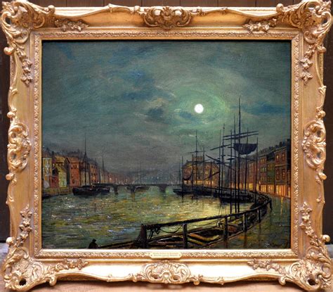 Walter Linsley Meegan Whitby Harbour By Moonlight Th Century Oil