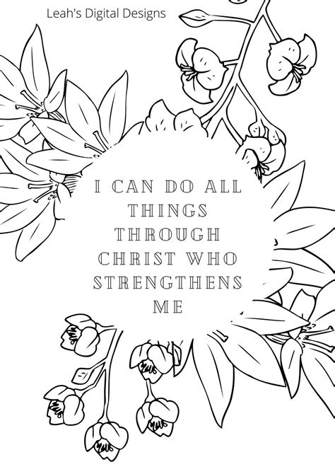 Coloring Page Philippians 4 13 Etsy 日本