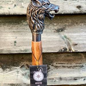 Wolf Head Designer Antique Style Handle Wooden Walking Stick Handmade