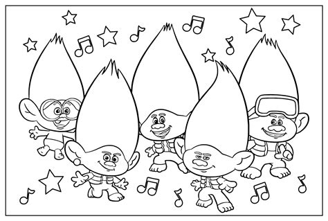 Color Page Trolls Band Together - Free Printable Coloring Pages