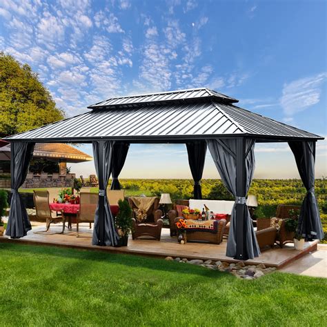 Buy Yitahome X Ft Hardtop Gazebo With Nettings And Curtains Heavy