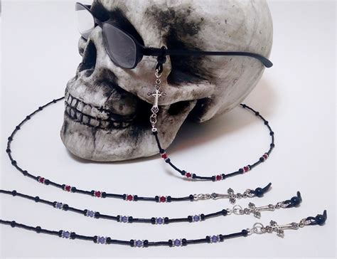 Gothic Cross Eyeglass Chain Gothic Cross Red Or Purple Etsy