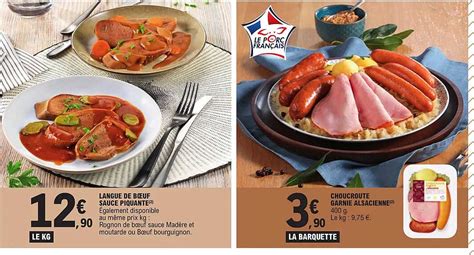 Promo Langue De B Uf Sauce Piquante Choucroute Garnie Alsacienne Chez E