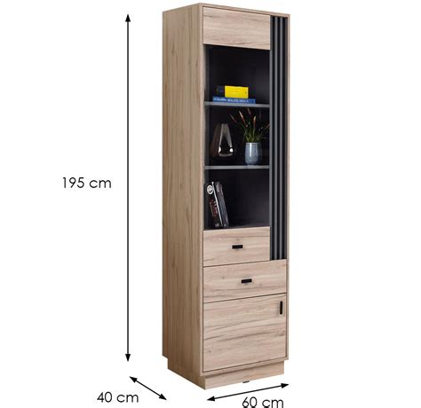 Allmo AL3 Vitrina 1 Vrata 2 Fioke 3 Otvora 60x40x195 Cm Hrast Tamno