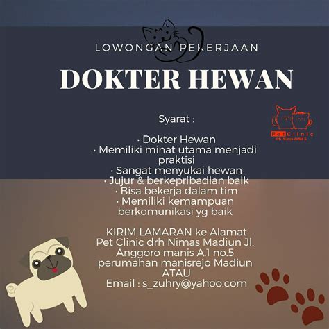 Lowongan Kerja Pet Clinic Madiun Fakultas Kedokteran Hewan