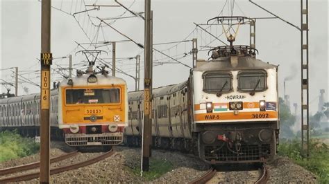 Double LINE Trains At MPS WAP 4 WAP 5 WAP 7 WAG 9 With ICF