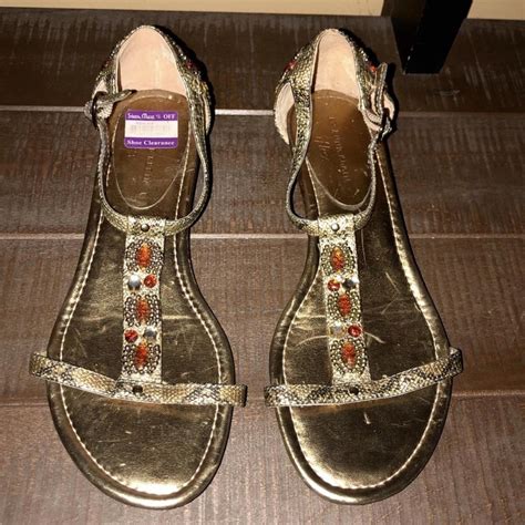 Anne Klein Strappy Wedge Sandals With Rhinestones Depop