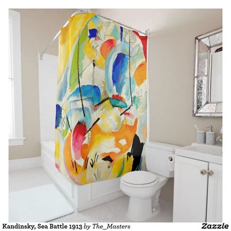 Kandinsky Sea Battle 1913 Shower Curtain Zazzle Yellow Bathroom Decor Colorful Shower