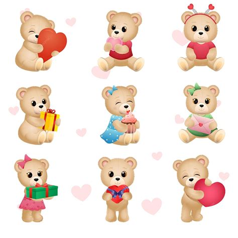 Premium Vector Set Of Cute Teddy Bears Vector Illustration