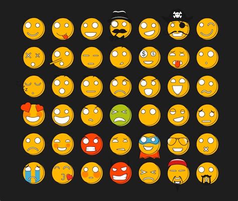 Conjunto de 42 emoticons engraçados e malucos emoji icon design vector