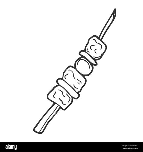 Shish Kebab Hand Drawn Outline Doodle Icon Skewer With Shish Kebab