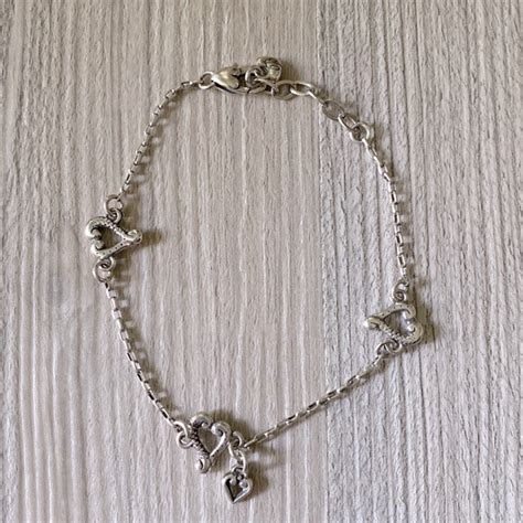 Brighton Jewelry Vintage Brighton Tuscan Hearts Silver Plated Ankle