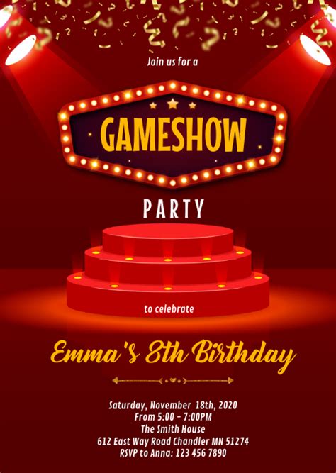 Game Show Party Invitation Template Postermywall