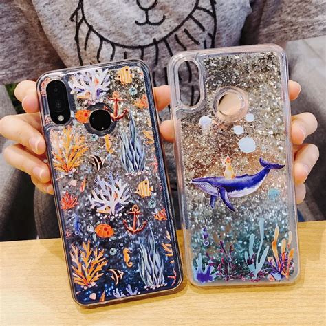 Cute Dolphin Liquid Quicksand Phone Case For Huawei P P Pro P