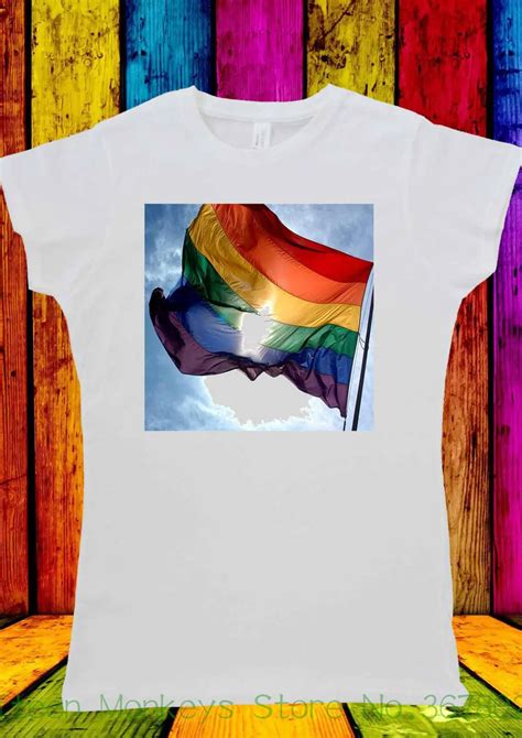 Womens Tee Rainbow Flag Lgbt Gay Lesbian Proud T Shirt Men Women