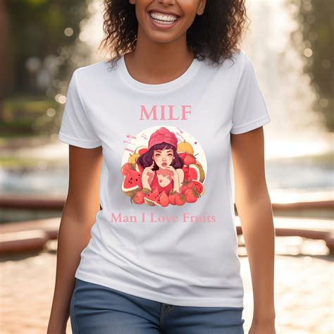 Funny Milf T Shirt Womens Shirt Man I Love Fruits Pink Girls Fall Tshirt Fruits Lover Shirt