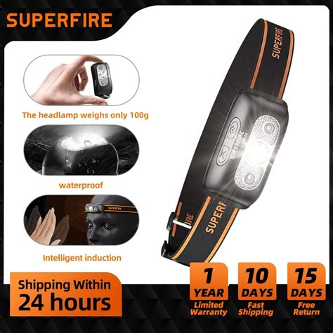 SUPERFIRE Mini Rechargeable Powerful Headlamp Camping USB Headlight LED