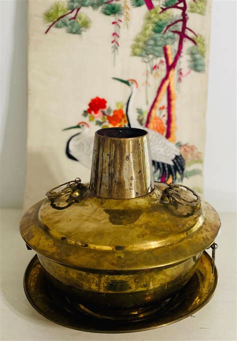 Vintage Asian Mid Century Brass Hot Pot Food Cooker Warmer Etsy