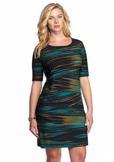 Connected Apparel Plus Size Striped Tiered Sheath Dress Belk