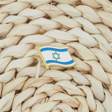 Israeli Flag Enamelled Metal Lapel Pin Badgeisrael Flag Lapel Etsy