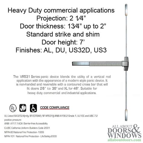 Surface Mount Vertical Rod Exit Device