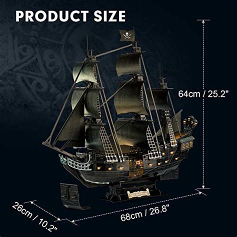 Cubicfun D Puzzle For Adults Moveable Led Pirate Ship Desk Decorations