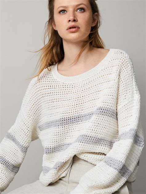 Striped Textured Sweater Women Massimo Dutti Sweaters Sweaters For Women Textured Sweater