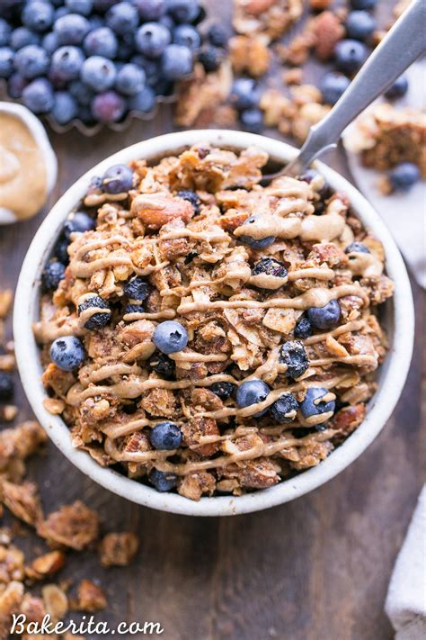 Blueberry Almond Butter Grain Free Granola Gluten Free Paleo Vegan