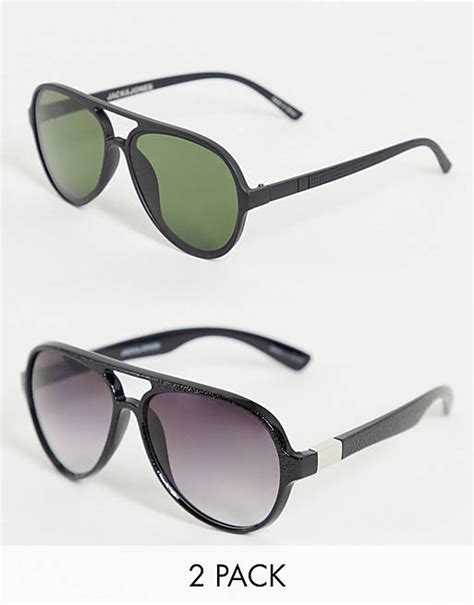 Jack And Jones 2 Pack Sunglasses In Black Asos