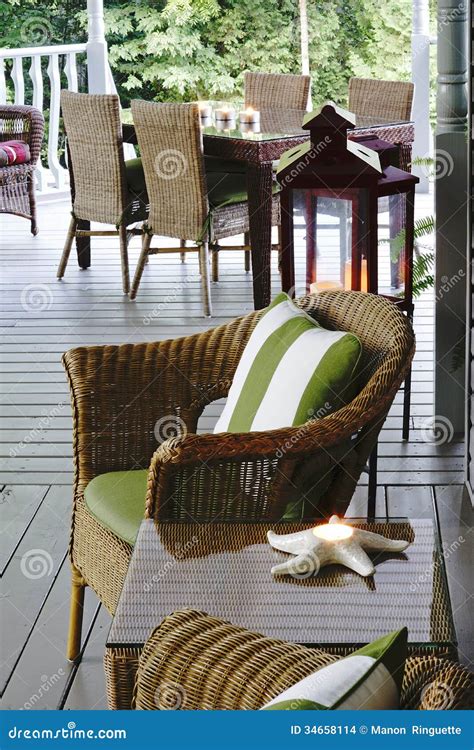 Wicker Cottage Furnishings - Outdoors Stock Photo - Image of cottage ...