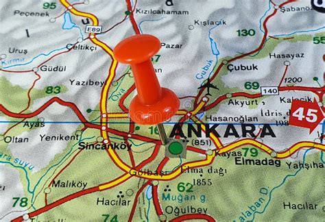 Red Pin Showing the Location on the Map of the Ankara City in Turkey ...