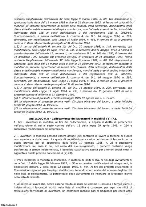 Norme in materia di mobilità Legge 23 luglio 1991 n 223 AdLabor