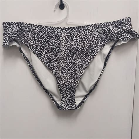 Elomi Swim New Elomi Pebble Cove Ruffle High Leg Bikini Brief Swim Bottom Black Poshmark