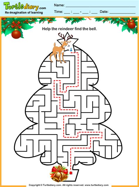 Christmas Tree Maze Worksheet Turtle Diary