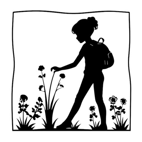 uma menina  uma mochila caminha atraves de um desenho de ilustracao