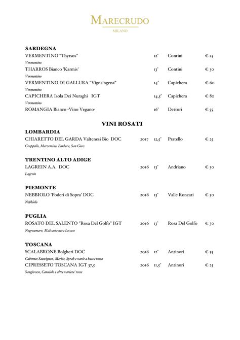 La Carta dei Vini - MARECRUDO