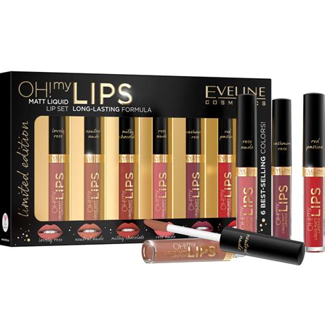 Eveline Cosmetics OH! MY LIPS Zestaw 6 mini pomadek w płynie 6x1,2ml ...