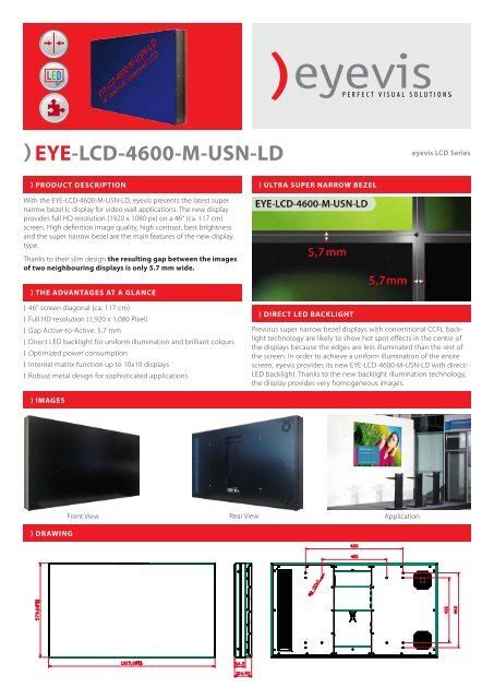 Eye Lcd M Usn Ld Data Sheet Eyevis Gmbh