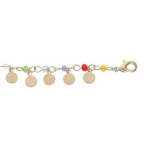 Bracelet En Plaqu Or Cha Ne Avec Pampilles Et Perles Multi Couleurs Cm