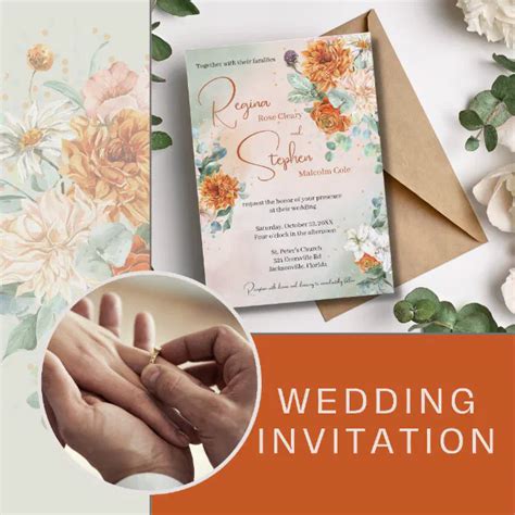 Terracotta Floral Wedding Invitation Zazzle