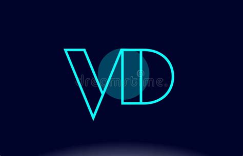 Vd V D Blue Line Circle Alphabet Letter Logo Icon Template Vector