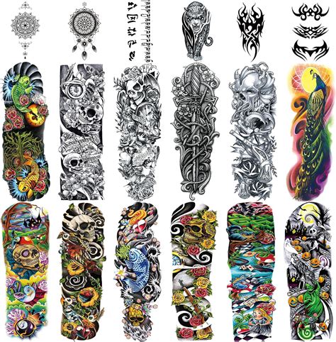 Full Arm Temporary Tattoo 18 Sheets Konsait Extra