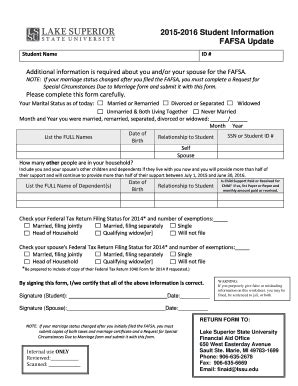 Fillable Online Lssu Student Information Fafsa Update Lssu