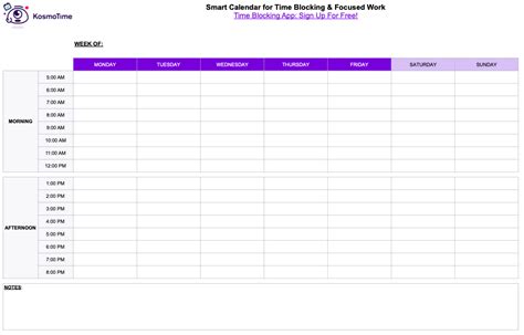 Time Blocking Template: Download Your Free Printable Planner - KosmoTime