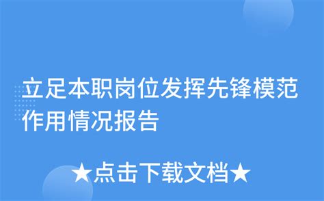 立足本职岗位发挥先锋模范作用情况报告