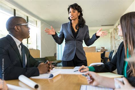 African American Female Business Woman Boss Ceo Leader Speaking With