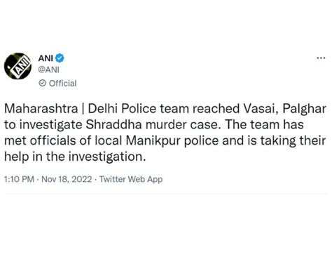 Shraddha Murder Case श्रद्धा हत्याकांड मामले की जांच करने वसई पालघर पहुंची दिल्ली पुलिस की टीम