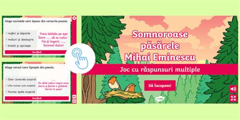 Mihai Eminescu Completeaz Versurile Joc Online Twinkl