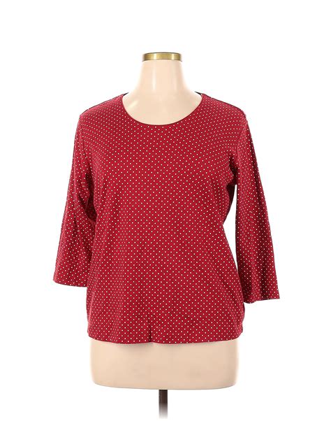 Rebecca Malone Polka Dots Red Long Sleeve Blouse Size 1x Plus 54